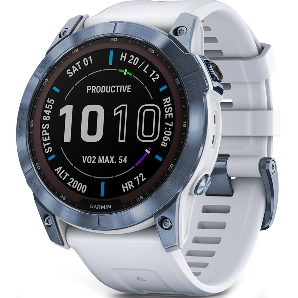 Умные часы Garmin Fenix 7X Sapphire Solar Mineral Blue DLC Titanium with Whitestone Band (010-02541-15)