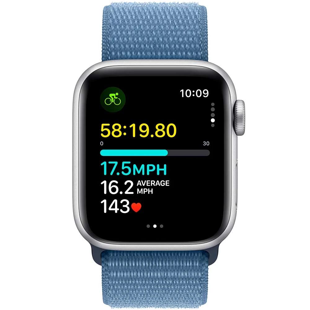 Умные часы Apple Watch SE Gen 2 2023 GPS 40mm Silver Aluminium Case with Winter Blue Sport Loop (MRE33), Размер S