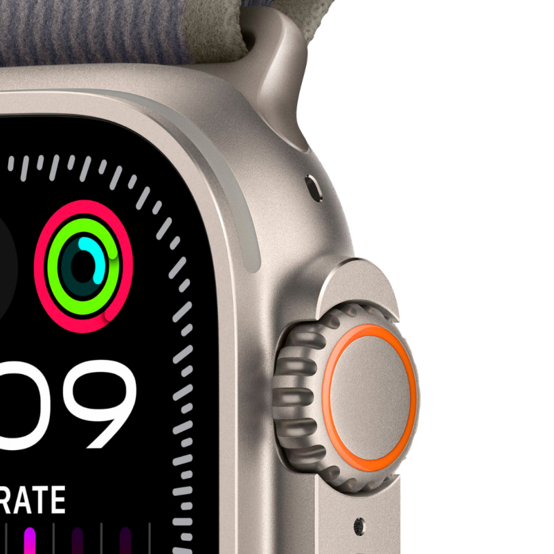 Apple Watch Ultra 2, 49 мм, корпус из титана, ремешок Trail зеленого/серого цвета, размер M/L