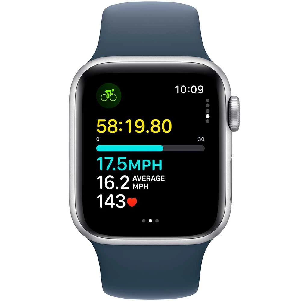 Умные часы Apple Watch SE Gen 2 2023 GPS 40mm Silver Aluminium Case with Storm Blue Sport Band (MRE23), Размер S