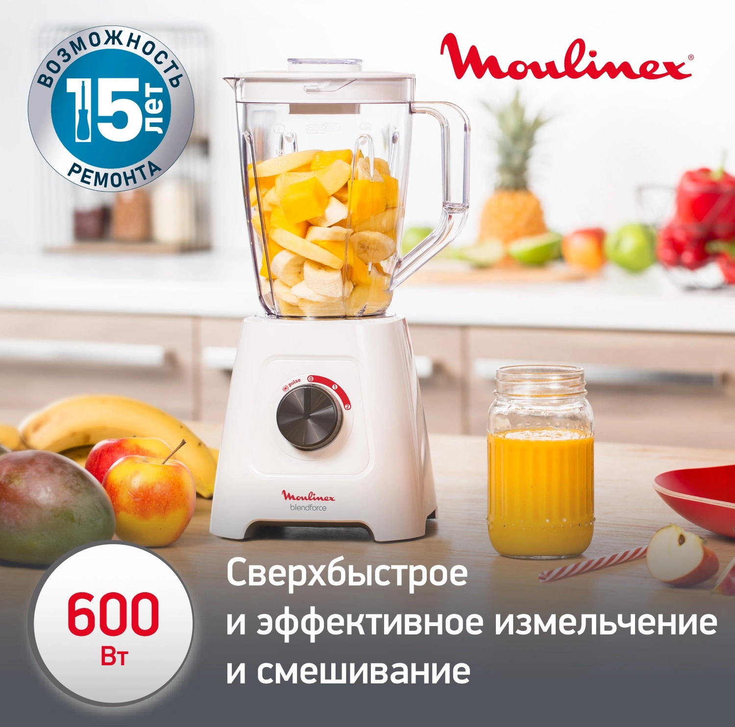 Блендер стационарный Moulinex Blendforce LM420110 белый, фото 3