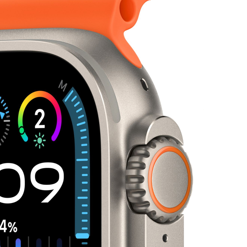Apple Watch Ultra 2 49 мм, корпус из титана, ремешок Ocean оранжевого цвета