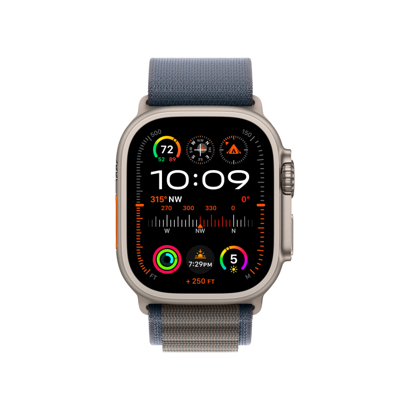 Apple Watch Ultra 2, 49 мм, корпус из титана, ремешок Alpine синего цвета, размер M
